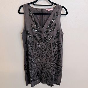 CALYPSO Dark Gray Sequin Sleeveless Mini Dress